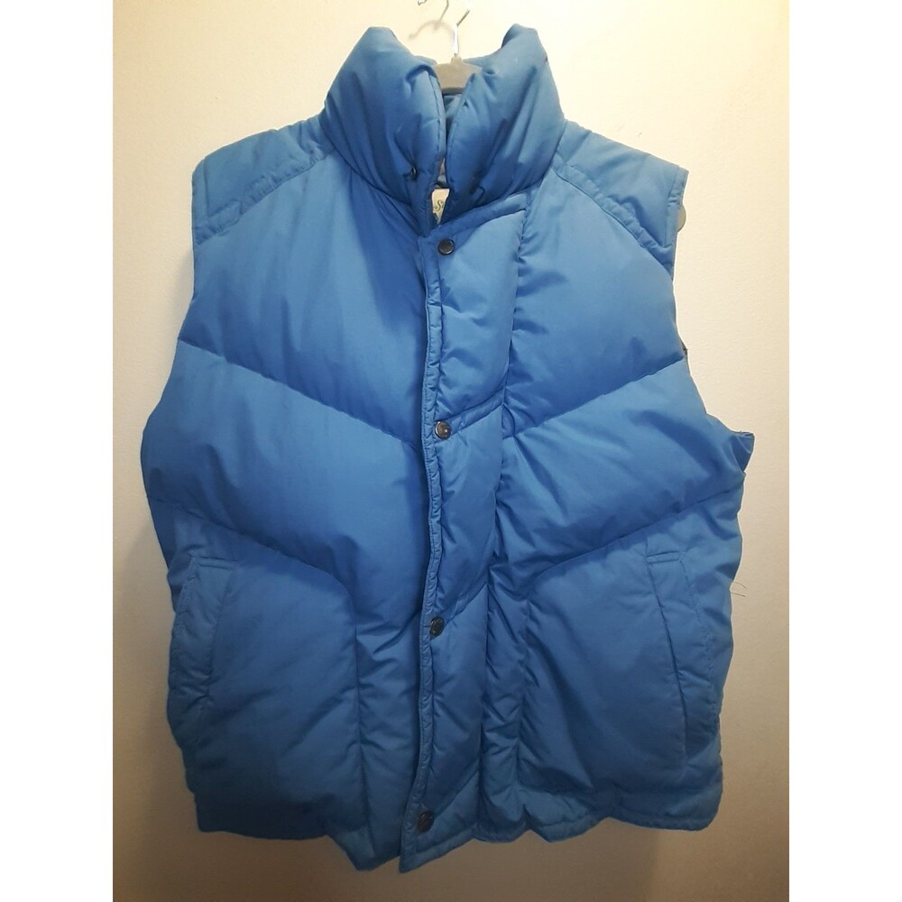 St. John's Bay Men's Blue Quilted Puffer Vest Full Zip Snap Stand-Up L Pockets